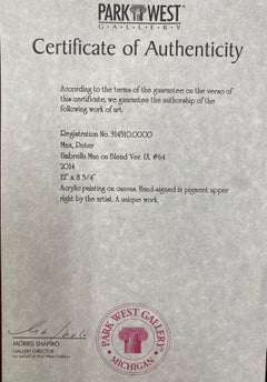 Umbrella Man (Signed Peter Max Original on Canvas, One-of-a-Kind)