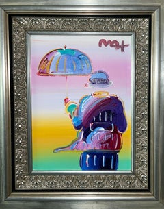 Umbrella Man (Signed Peter Max Original on Canvas, One-of-a-Kind)