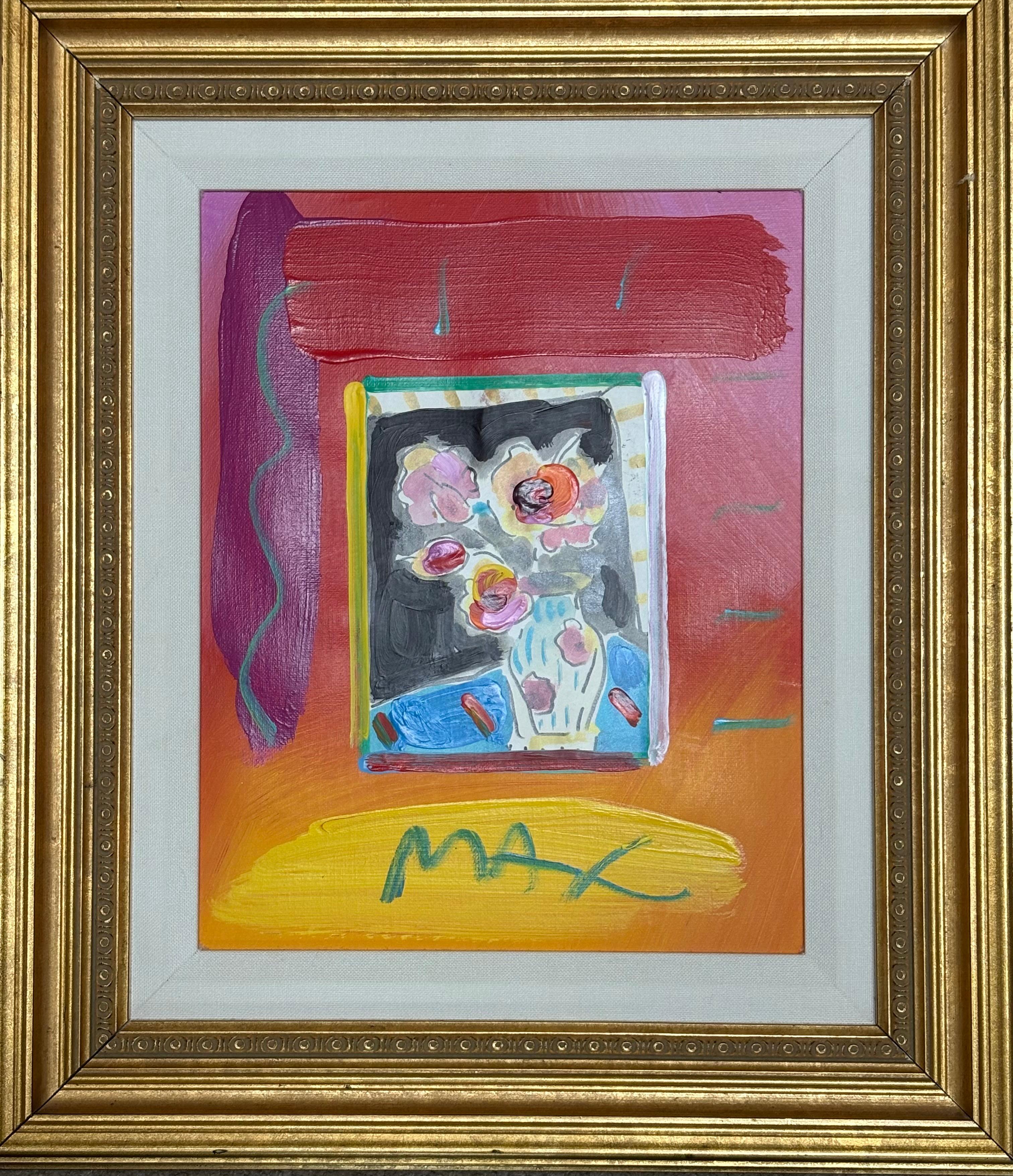 Vase mit Blumen – Painting von Peter Max