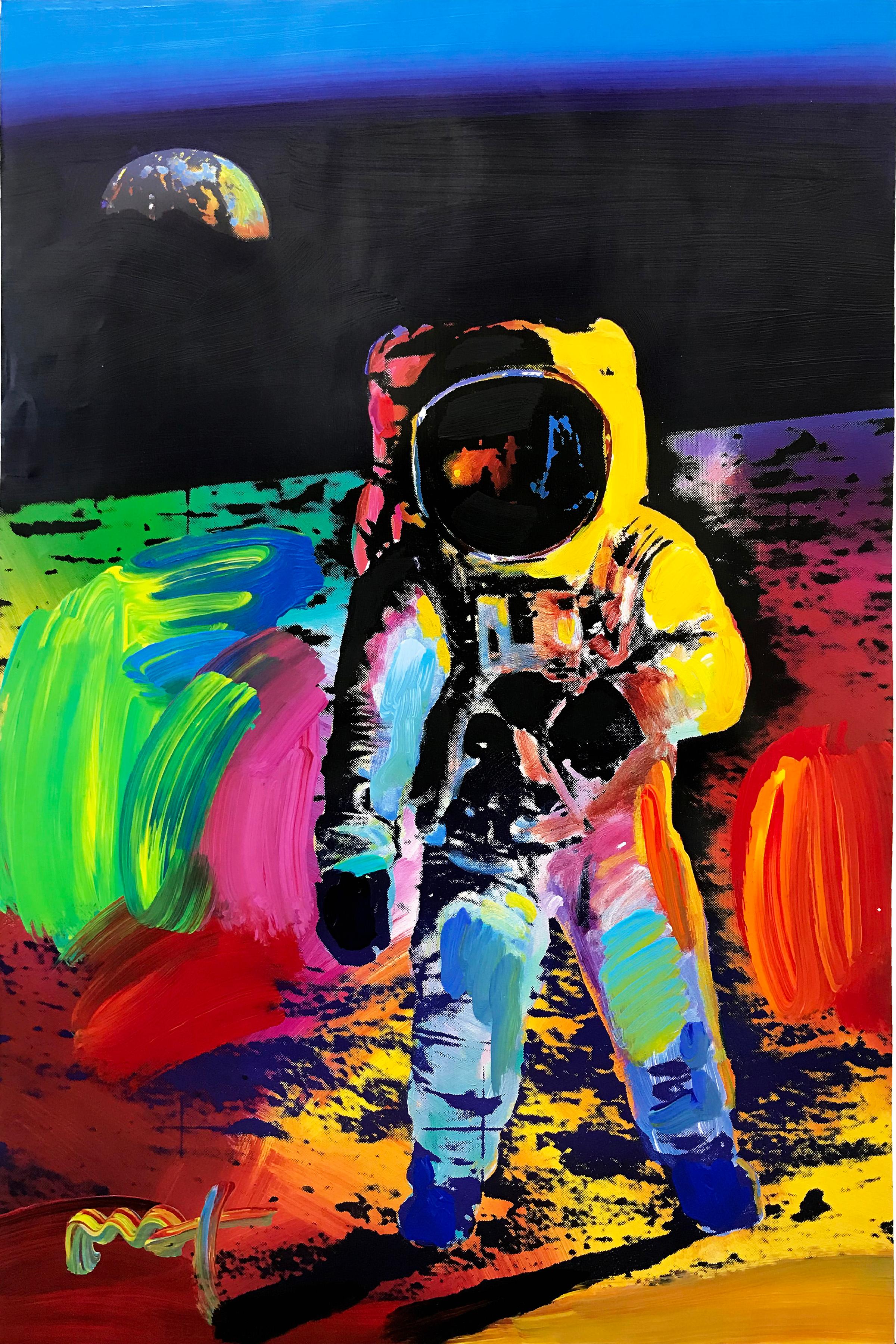 WALKING ON THE MOON #28 - Painting by Peter Max