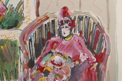 Mujer sentada, litografía Pop Art pintada a mano por Peter Max