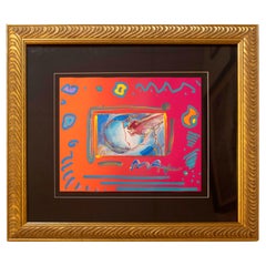 Peter Max Peace I Love the World Signed Mixed Media