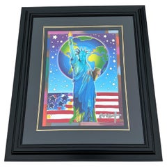 Peter Max "Peace on Earth II" Mixed Media w/Acrylic Enhancement Patriotic Series