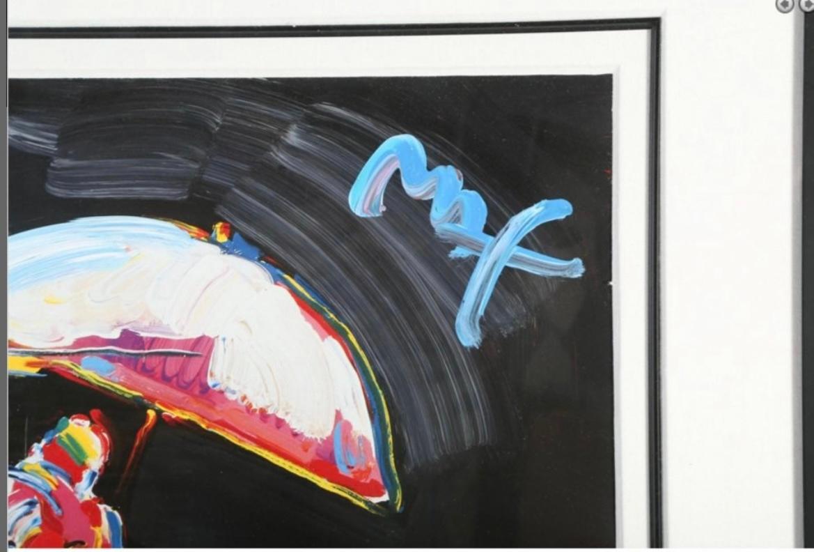 This is an Peter Max mixed media “new moon” acrylic on paper . Measures 47x44. Condition is good some minor frame wear. No coa but has registration code on the back from park west.