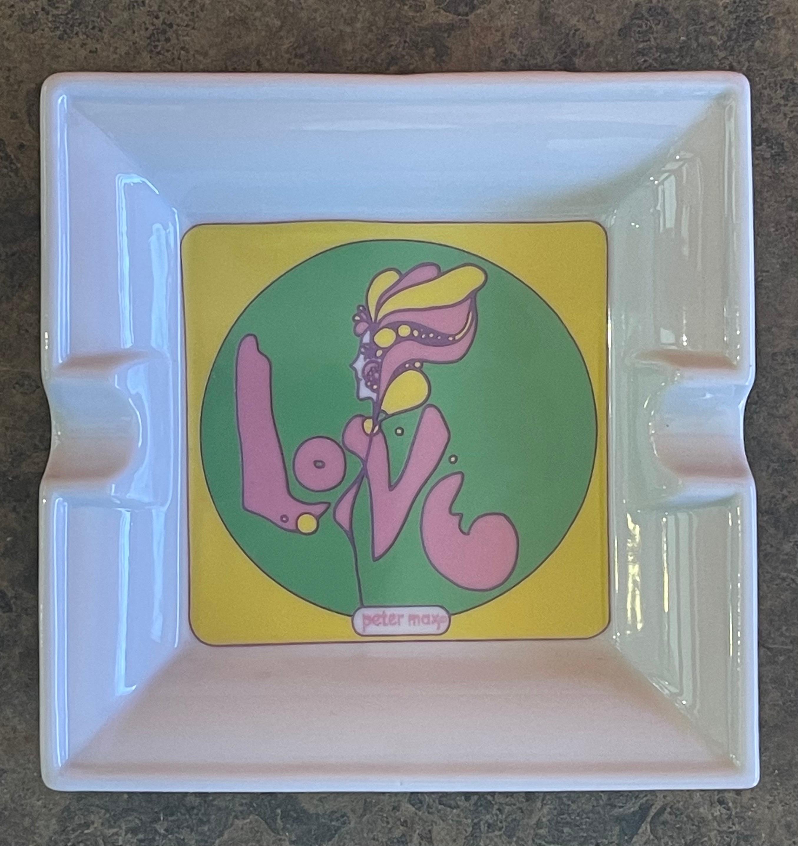 Expressionist Peter Max Pop Art Ceramic Ashtray by Iroquois For Sale