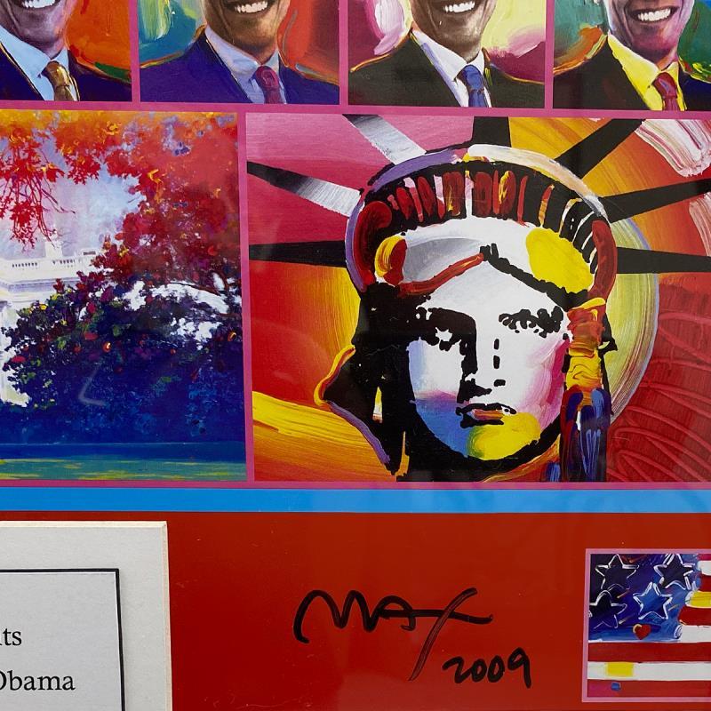 Lithographie offset signée à la main « 44 Obama III » encadrée - Print de Peter Max