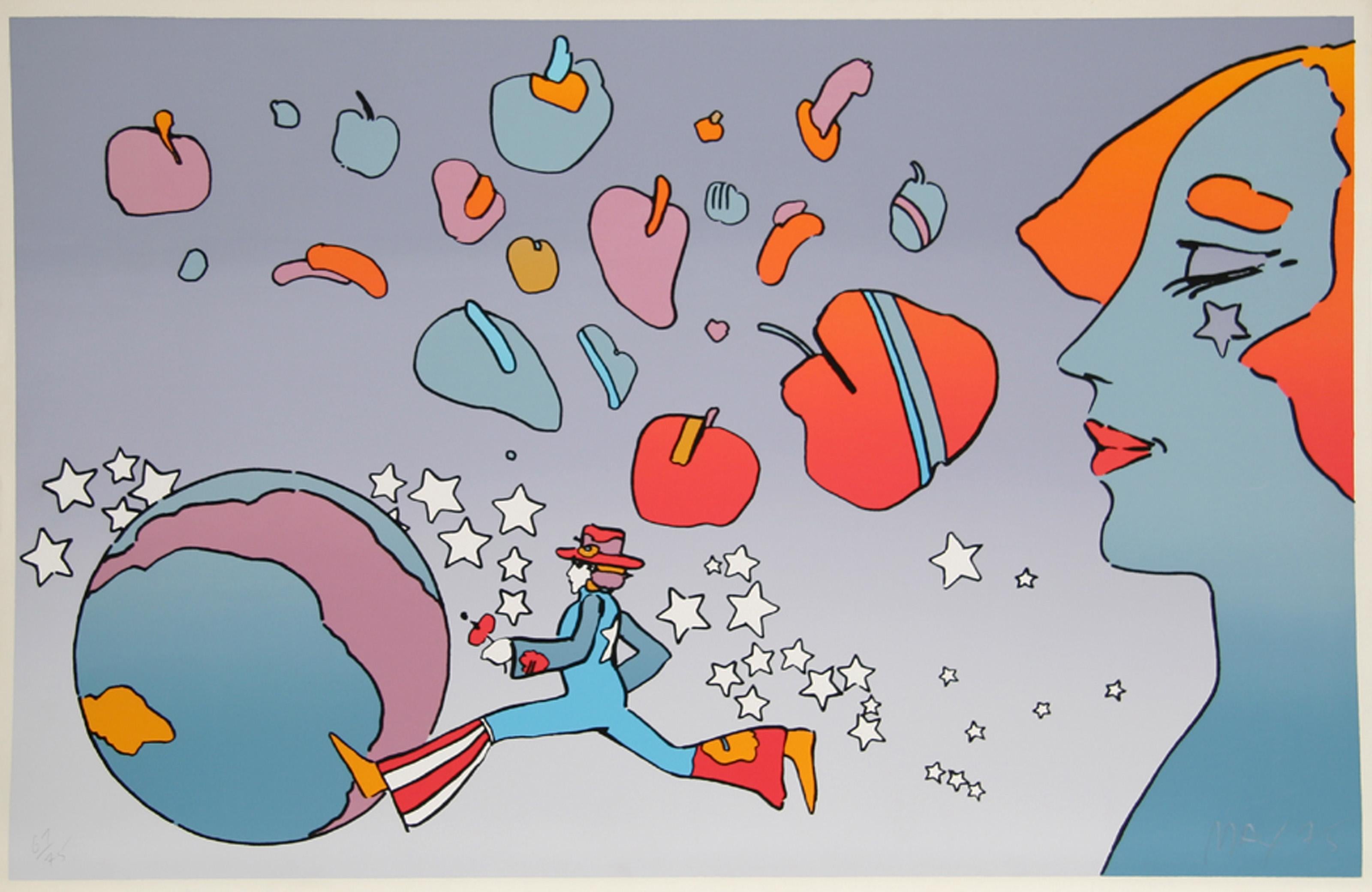 Peter Max, German/American (1937 - ) - 
76 Jumper, Year:  1975, Medium:  Screenprint, Signed and Numbered in Pencil, Edition:  75, Size:  26 in. x 36.5 in. (66.04 cm x 92.71 cm)