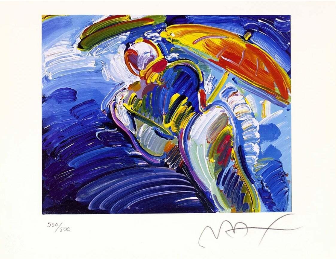 Abstract Figure With Umbrella, Ltd Ed Lithograph, Peter Max - SIGNED