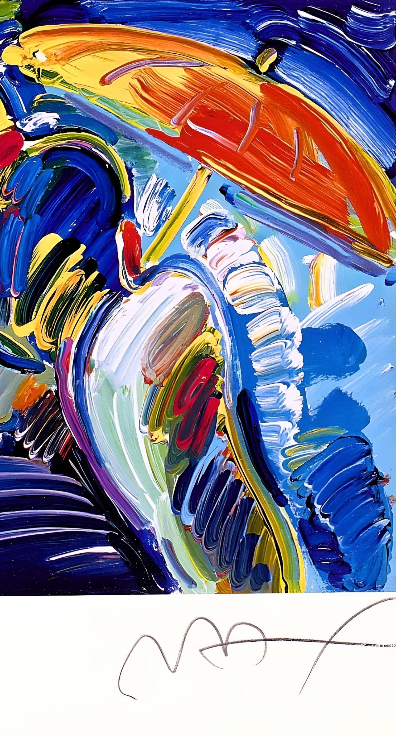 Abstract Figure With Umbrella, Peter Max For Sale 3