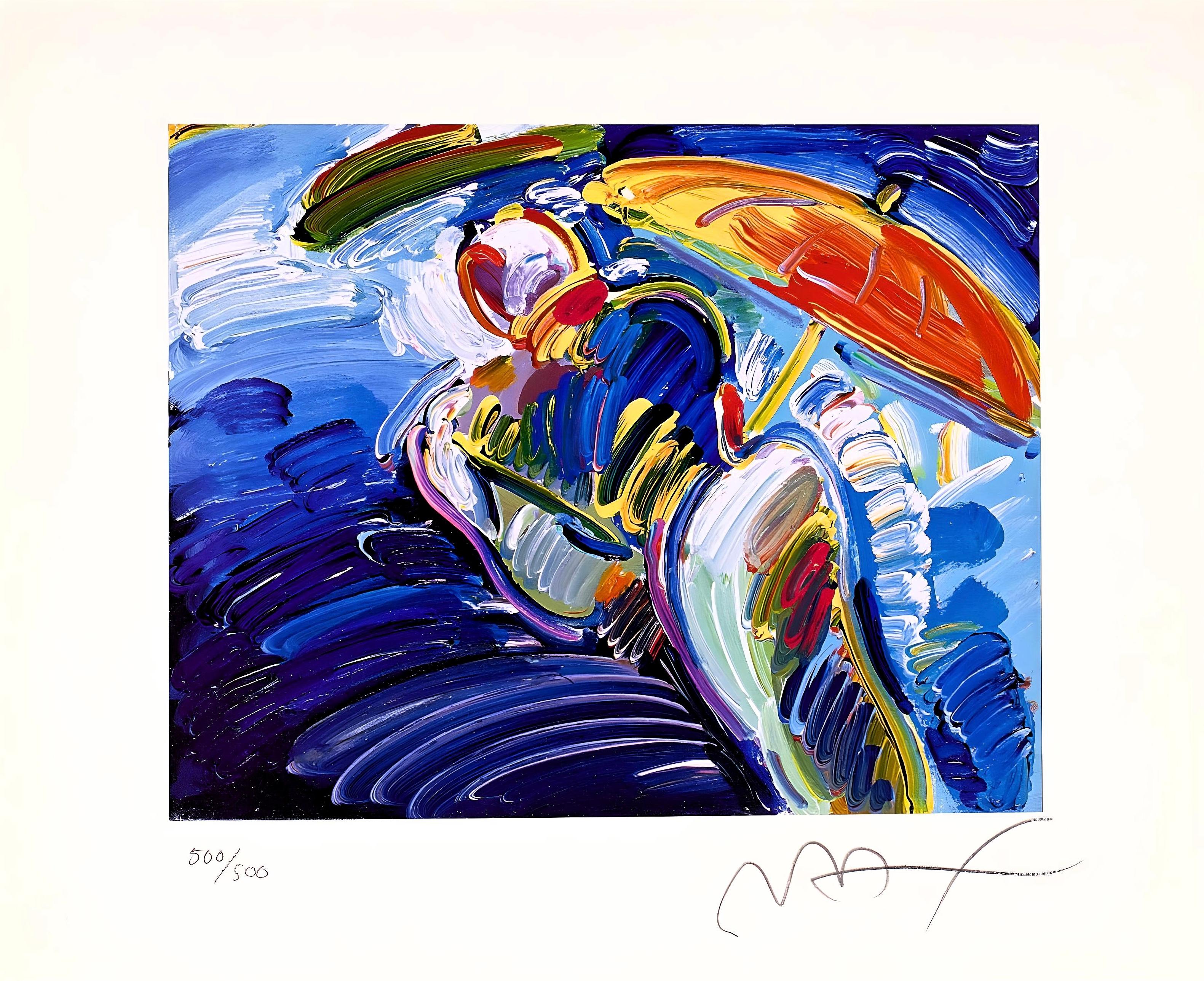 Abstract Figure With Umbrella, Peter Max For Sale 5