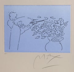 Angel and Flowers, Etching by Peter Max