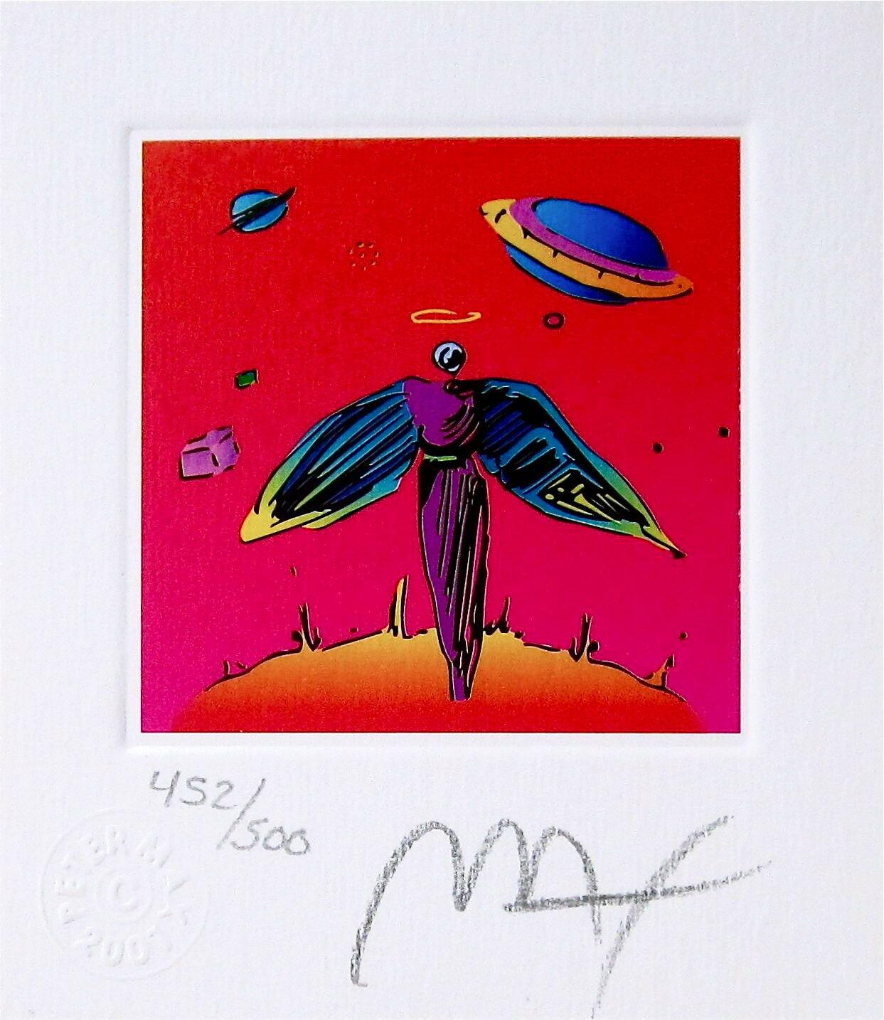 Angel w/ Saturn, Limited Edition Litho (Mini 3.5" x 3"), Peter Max SIGNED