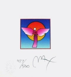 Angel w/ Sun II, Limited Edition Litho Mini 4.875" x 4.5" Peter Max SIGNED