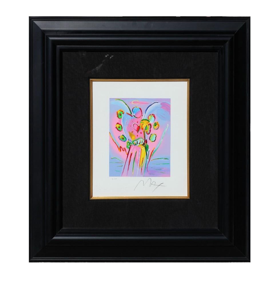 Peter Max Figurative Print - "Angel with Heart" Abstract Serigraph Print Edition 461 of 495 