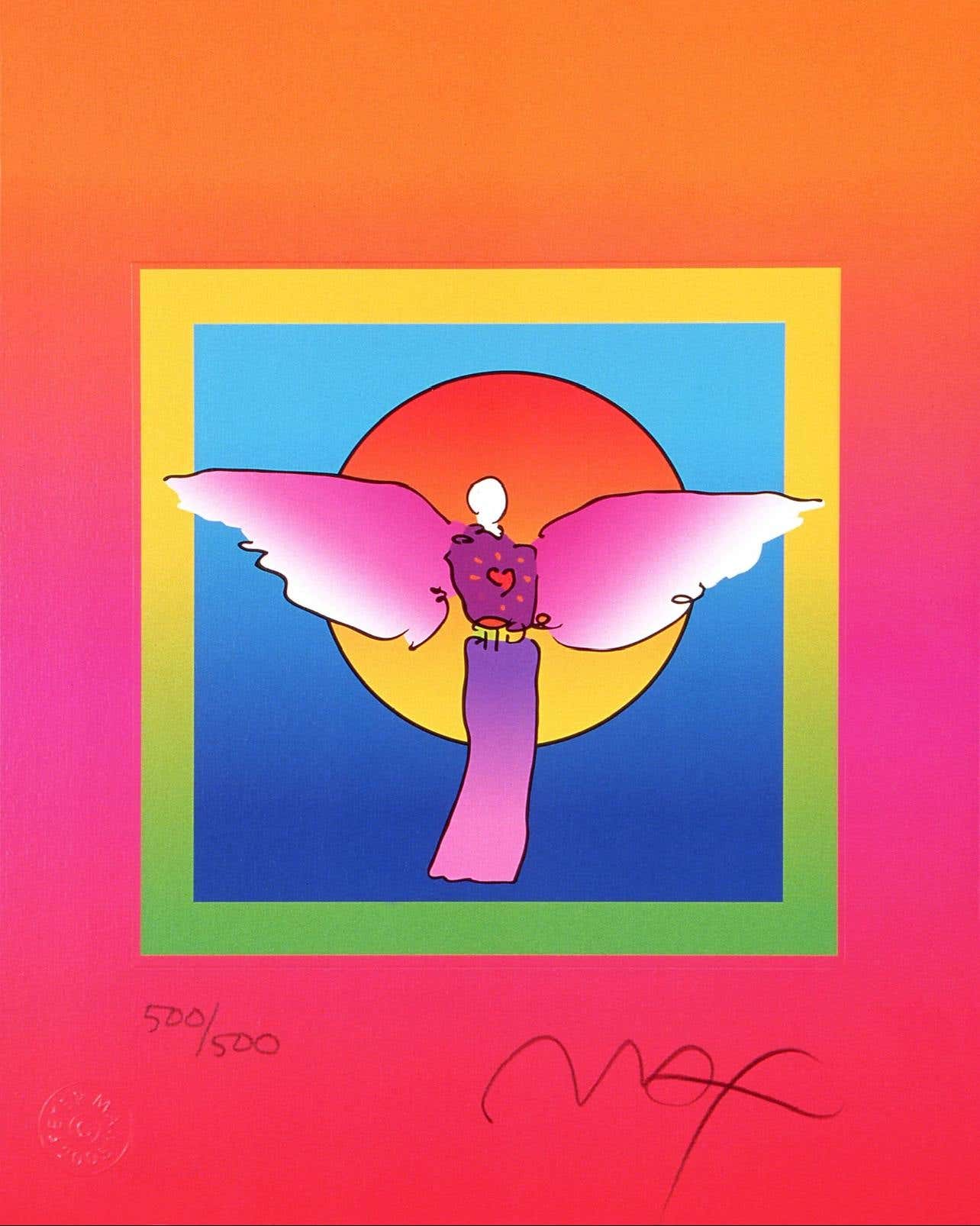 Max Angel Peter Max - Angel with Heart on Blends, Peter Max For Sale at 1stDibs