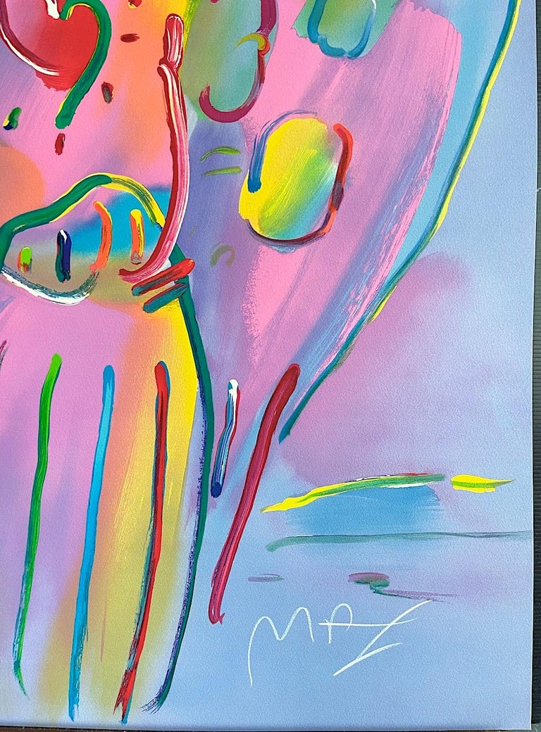 Peter Max - ANGEL WITH HEART Signed Lithograph, Guardian Angel, Red ...