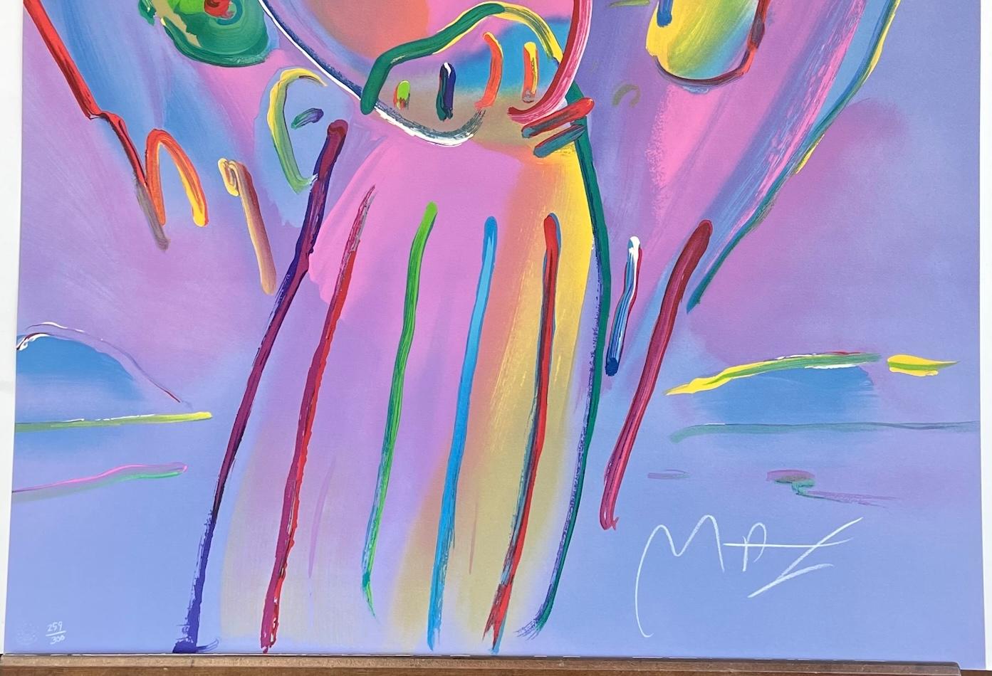 ANGEL WITH HEART is an original hand drawn limited edition lithograph by the pop culture icon - Peter Max, printed using traditional hand lithography techniques on archival Arches printmaking paper 100% acid free. ANGEL WITH HEART is an Inspiring