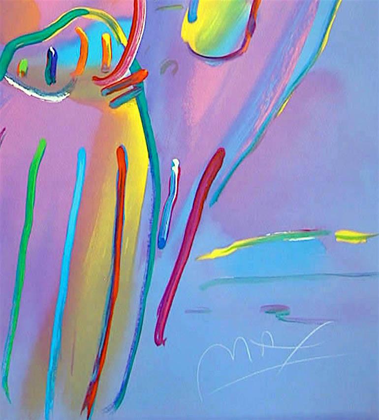 Angel With Heart, Signed Lithograph, Spiritual Guardian Angel Pop Art - Print by Peter Max