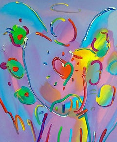 ANGEL WITH HEART Signed Lithograph, Spiritual Guardian Angel, Pop Art