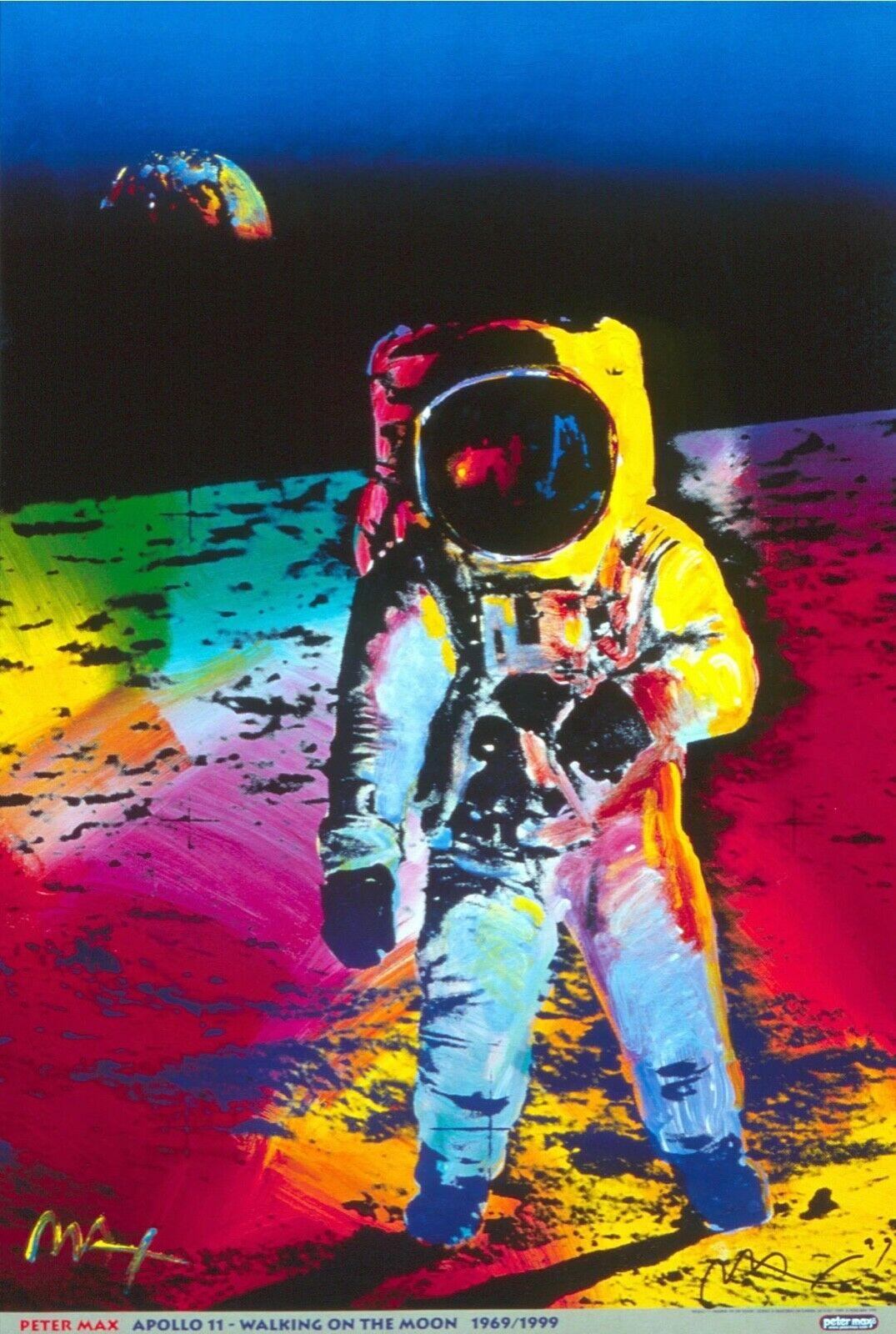 Peter Max Figurative Print - Apollo 11: Walking On The Moon - SIGNED