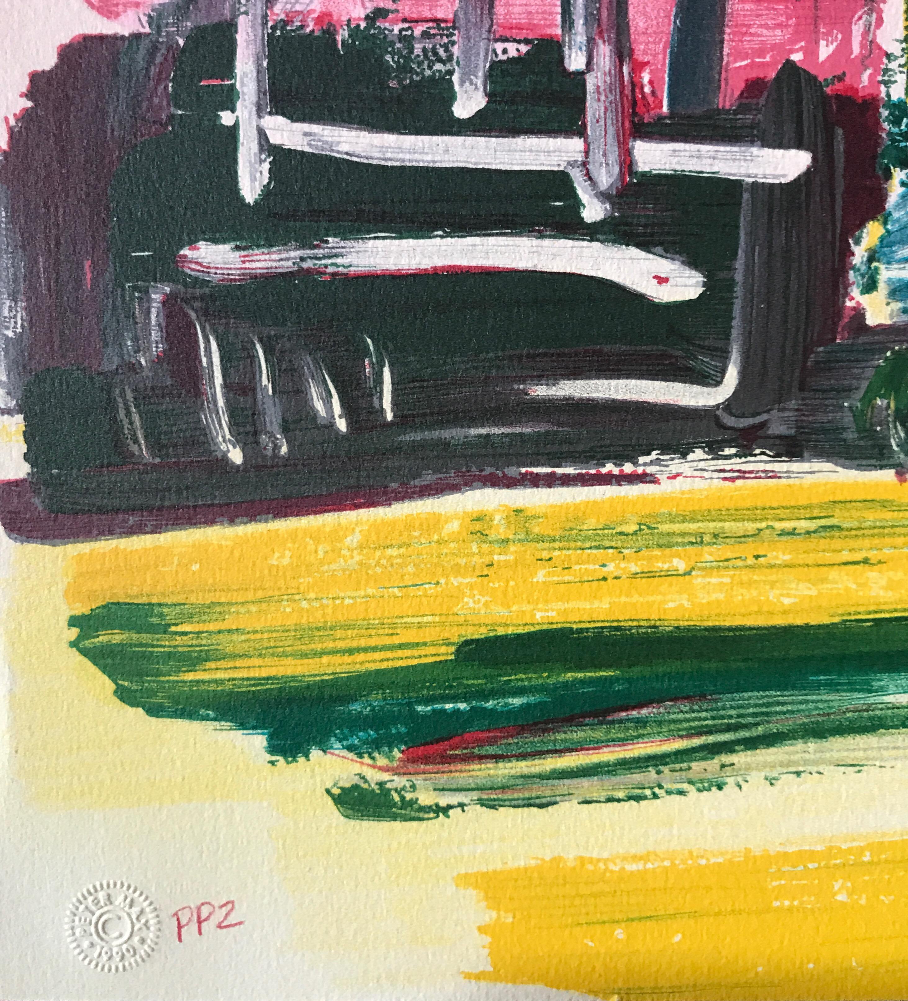 BALBOA PARK Litografía firmada, Torre San Diego California, Paisaje Pop Art en venta 1