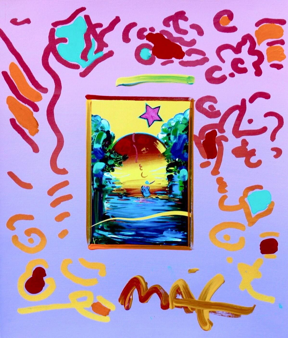Artist: Peter Max (1937)
Title: Better World
Year: 1998
Medium: Lithograph and acrylic on Arches paper
Size: 12 x 14 inches
Condition: Excellent
Inscription: Signed and by the artist.

PETER MAX (1937- ) Peter Max has achieved huge success and