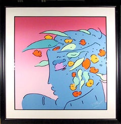 Vintage Blue Lady Planet - Serigraph by Peter Max
