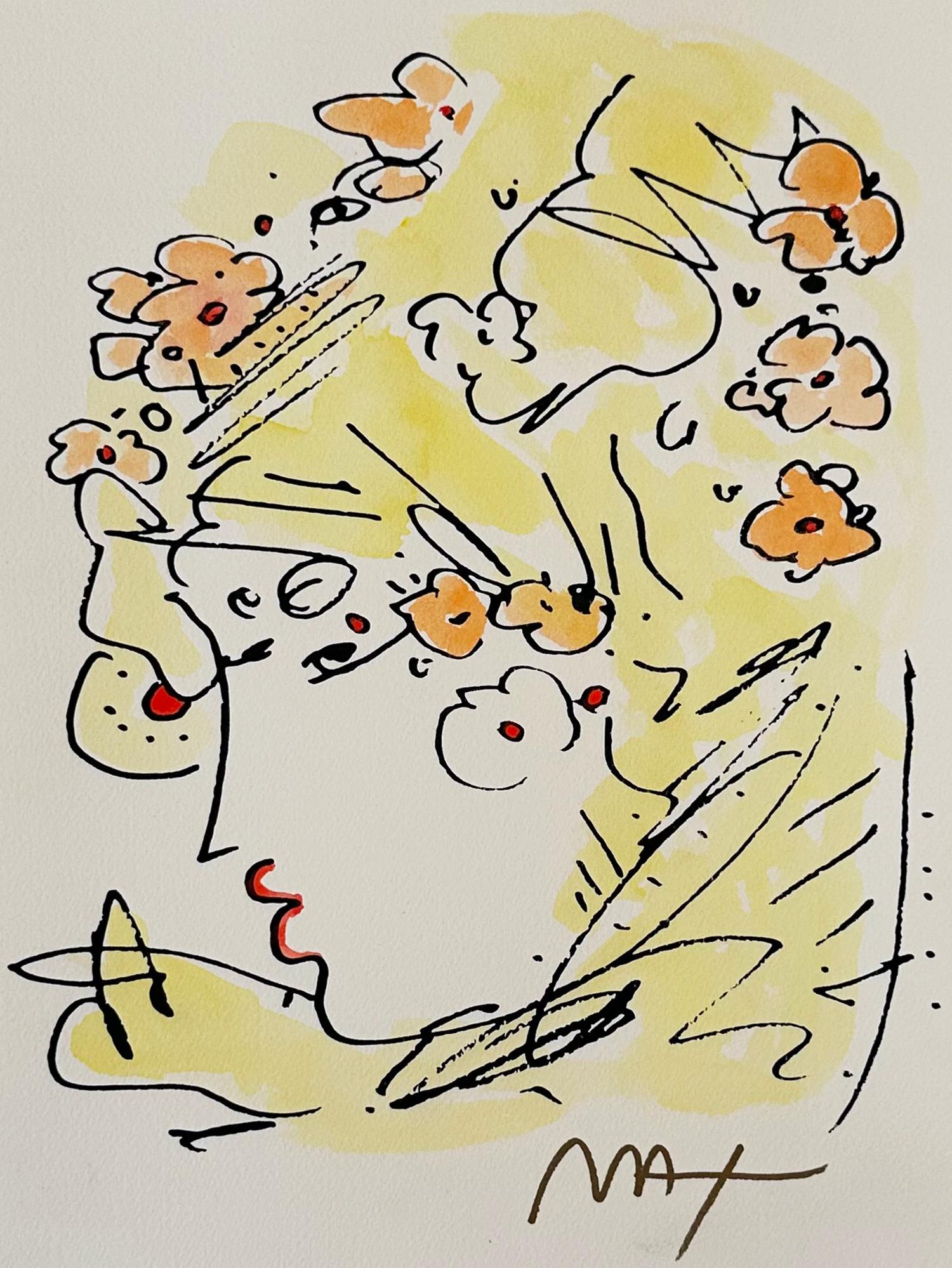 Peter Max Portrait Print - Blushing Beauty