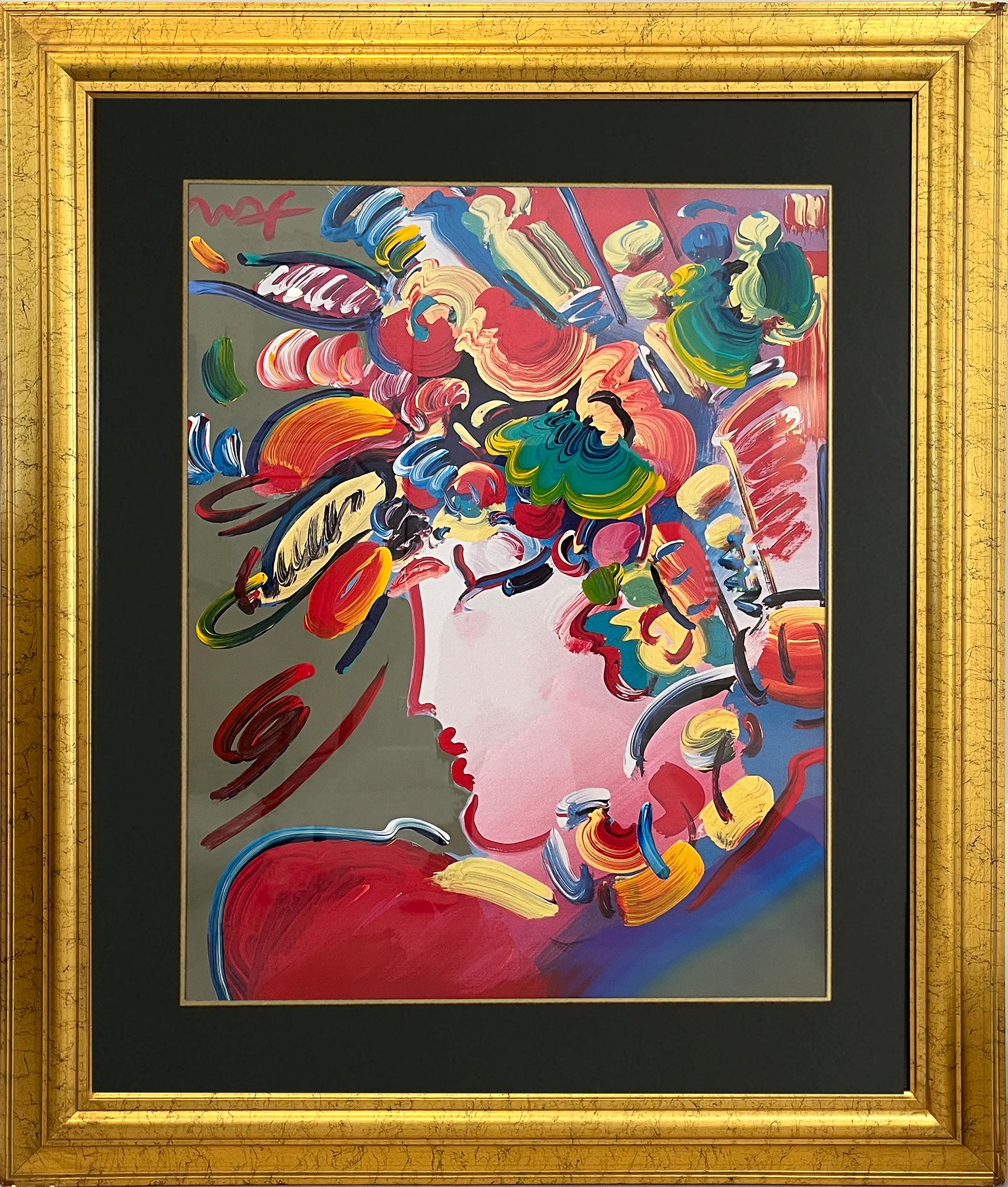 Blushing Beauty by Peter Max, German/American (1937)
Date: 2002
Mixed Media with Acrylic and Color Lithography on Paper, signed upper left
Size: 27.75 x 22 in. (70.49 x 55.88 cm)
Frame Larger