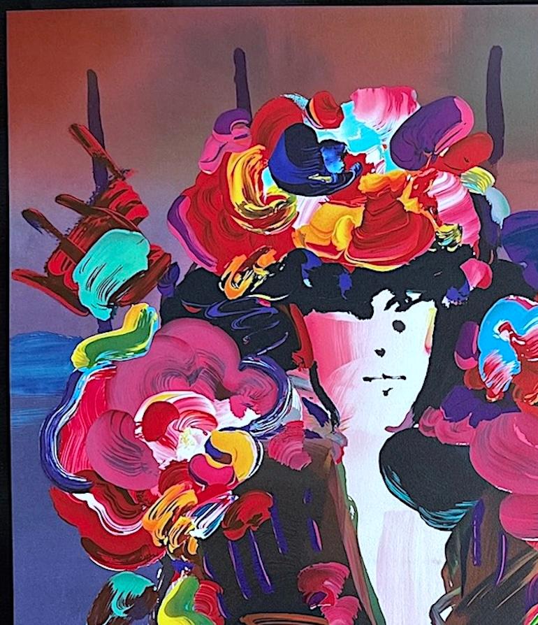 BROWN LADY II Signierte Lithographie, Modeporträt, Frau mit Blumenhut, Pop Art im Angebot 1