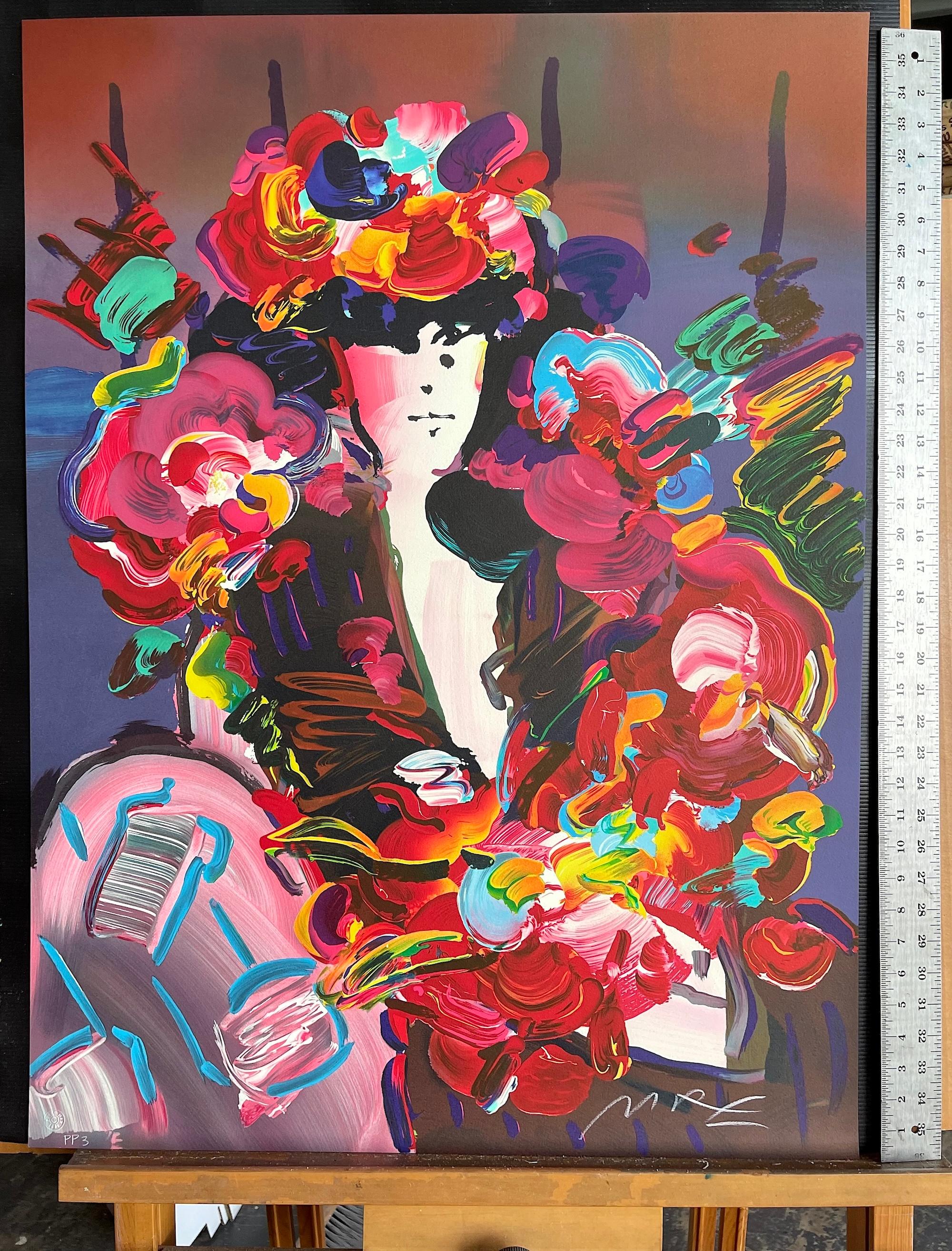 BROWN LADY II Signierte Lithographie, Modeporträt, Frau mit Blumenhut, Pop Art im Angebot 4