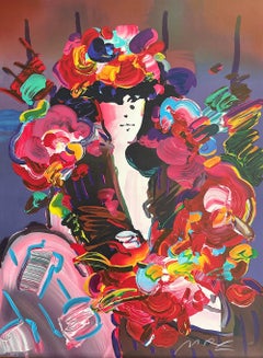 BROWN LADY II Signed Lithograph, Fashion Portrait, Woman In Flower Hat, Pop Art