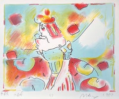 COMPOSITION RED AND GREEN Signed Lithograph, Young Woman Off Shoulder Dress