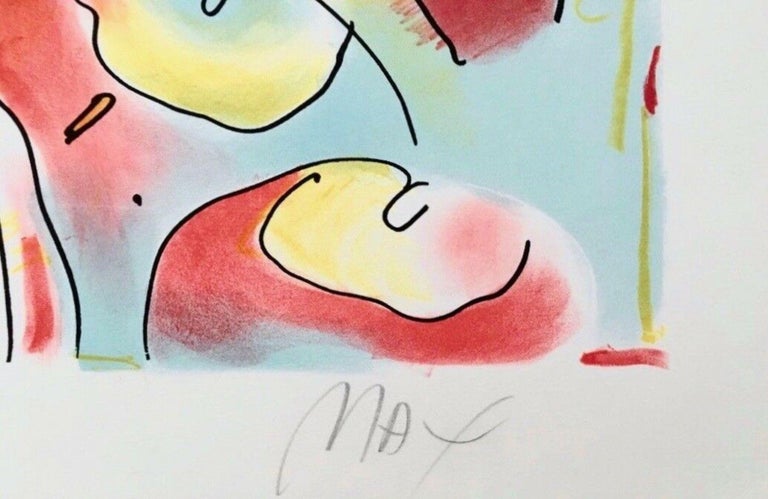 Composition Red & Green, Limited Edition Lithograph, Peter Max - SIGNED - Beige Landscape Print by Peter Max
