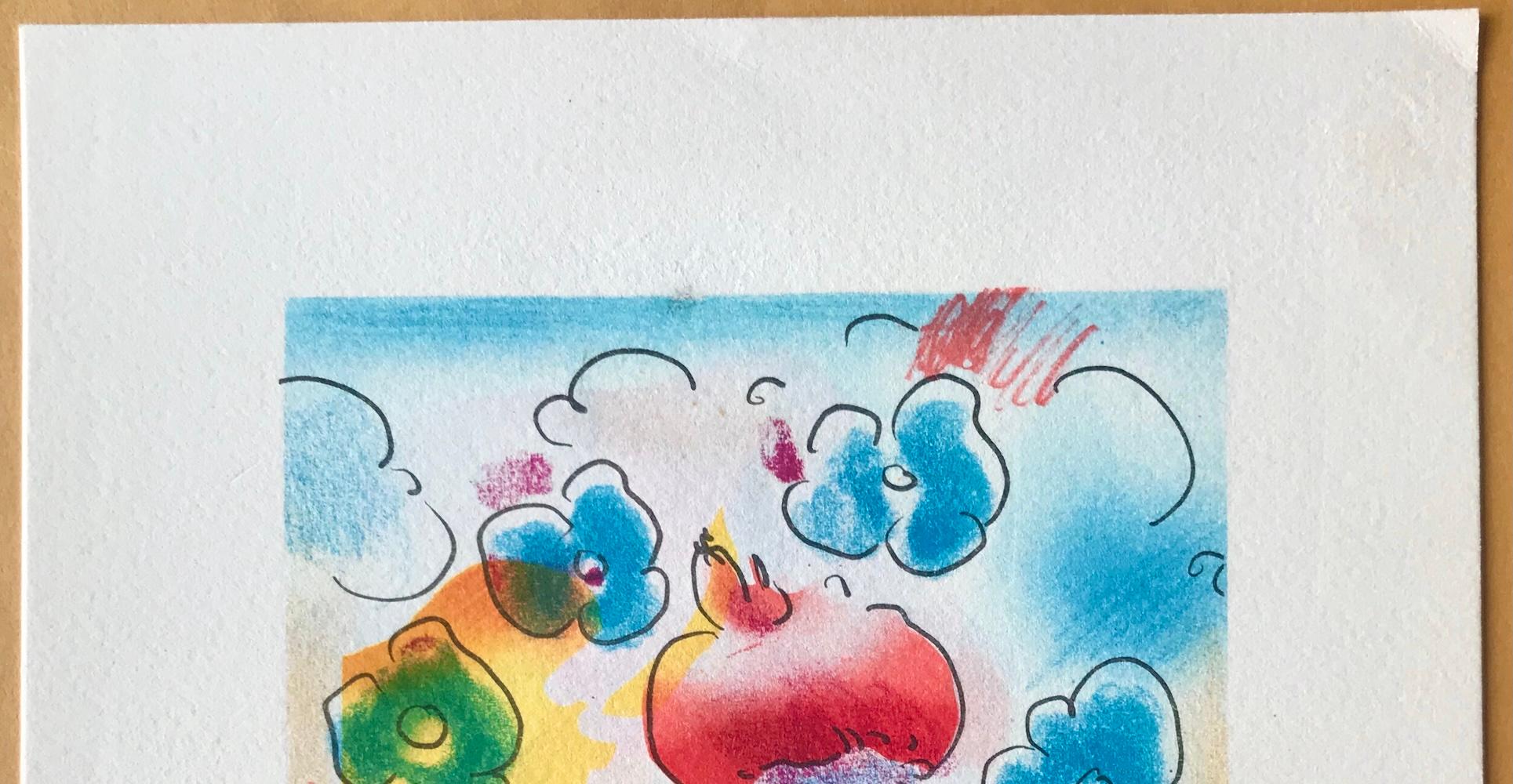 COSMIC FLOWERS Signed Lithograph, Abstract Floral, Happy Colors, Blue Red Yellow - Pop Art Print by Peter Max
