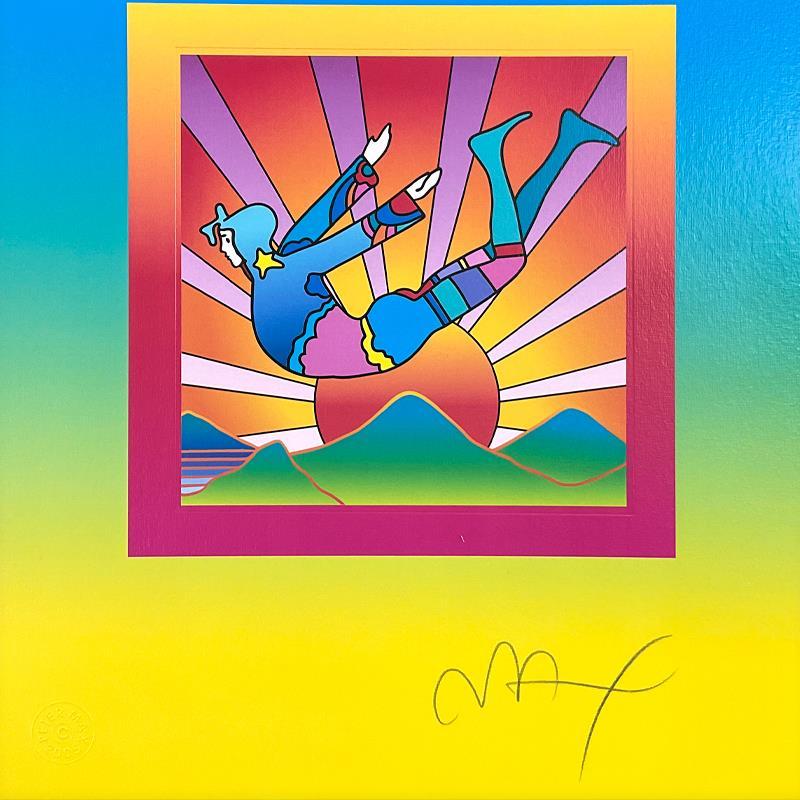 Gerahmte Lithographie „Cosmic Flyer“ in limitierter Auflage – Print von Peter Max