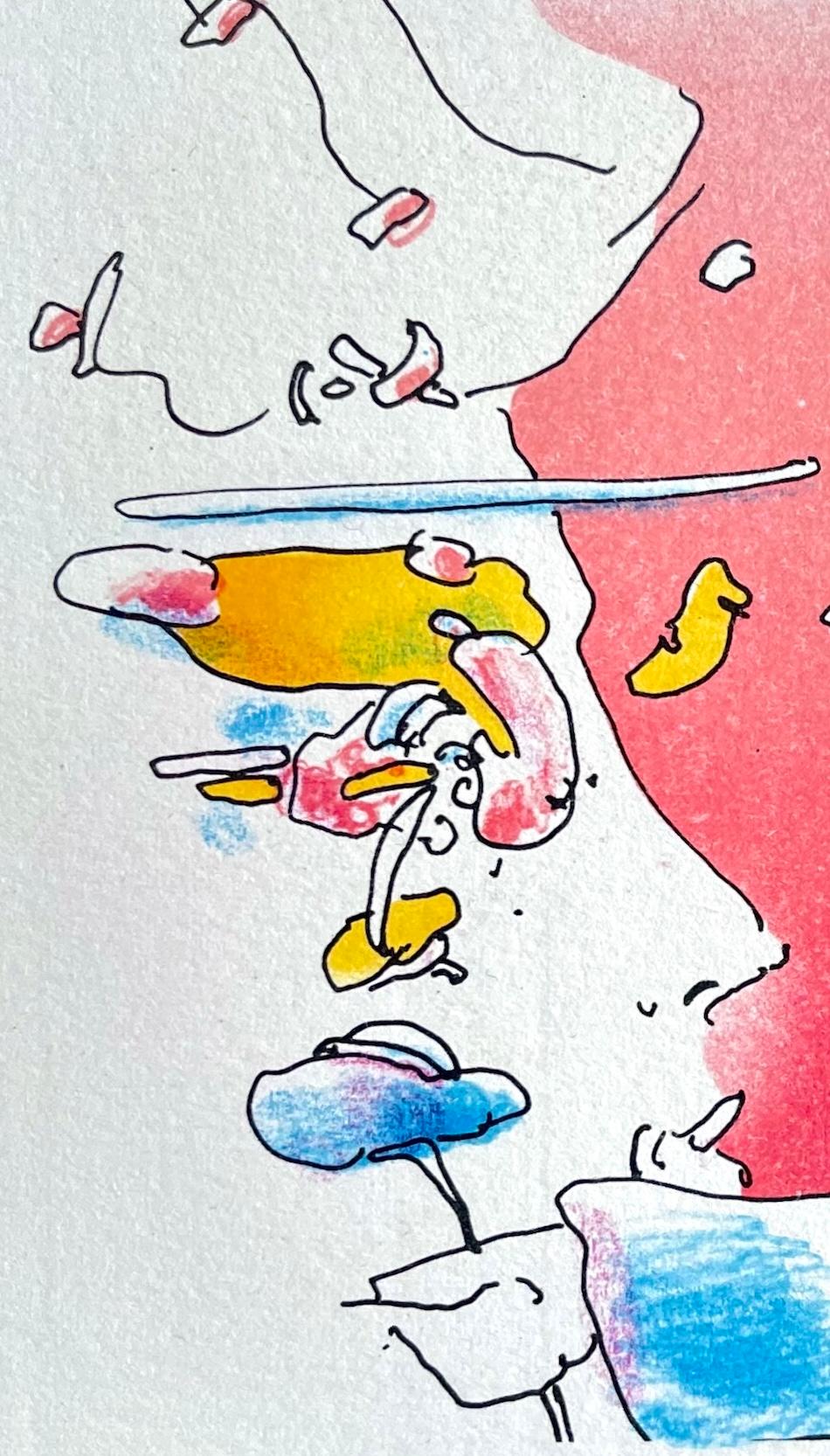 COSMIC HOLIDAY Litografia disegnata a mano, ritratto di viso sognante, arte pop psichedelica - Print Pop Art di Peter Max