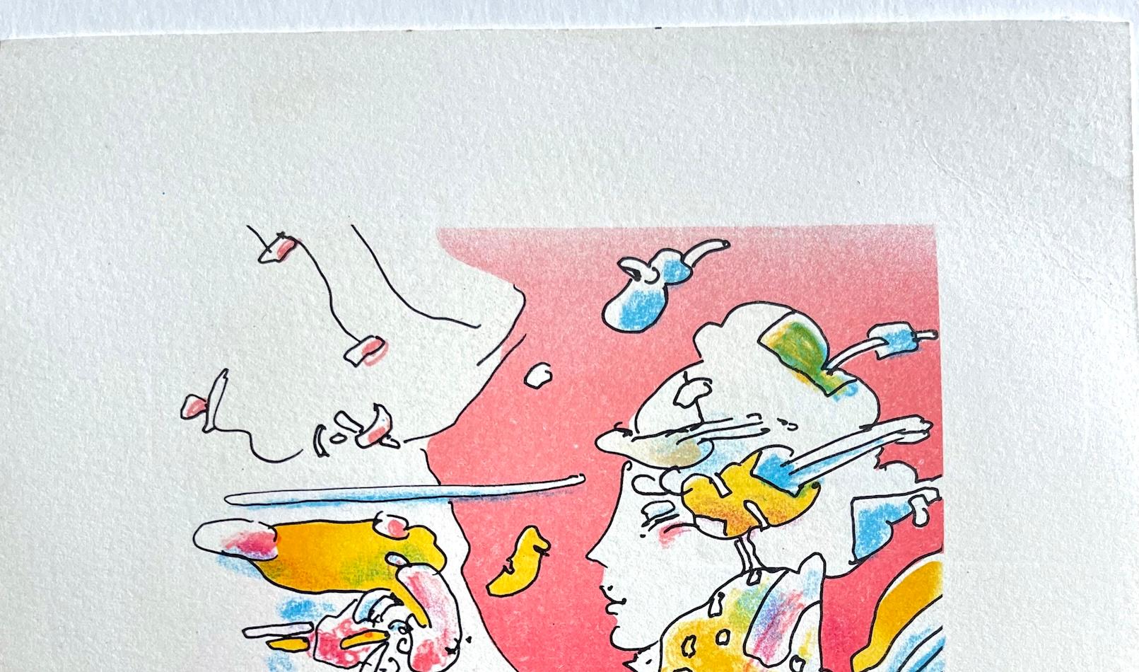 COSMIC HOLIDAY Litografia disegnata a mano, ritratto di viso sognante, arte pop psichedelica in vendita 2