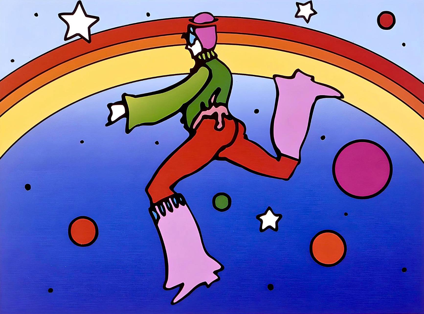Artist: Peter Max (1937)
Title: Cosmic Jumper, Detail II
Year: 2001
Edition: 500/500, plus proofs
Medium: Lithograph on Lustro Saxony paper
Size: 9 x 11 inches
Condition: Excellent
Inscription: Signed and numbered by the artist.
Notes: Published by