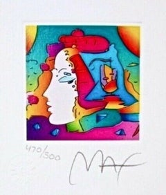 Cosmic Profile, Limited Edition Lithograph Mini 3.5" x 3" Peter Max SIGNED