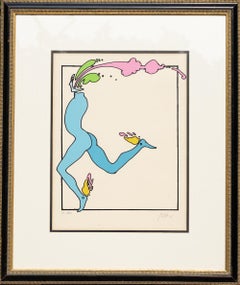 "Cosmic Runner with Zooples" Serigrafia Pop Art in serigrafia Blu