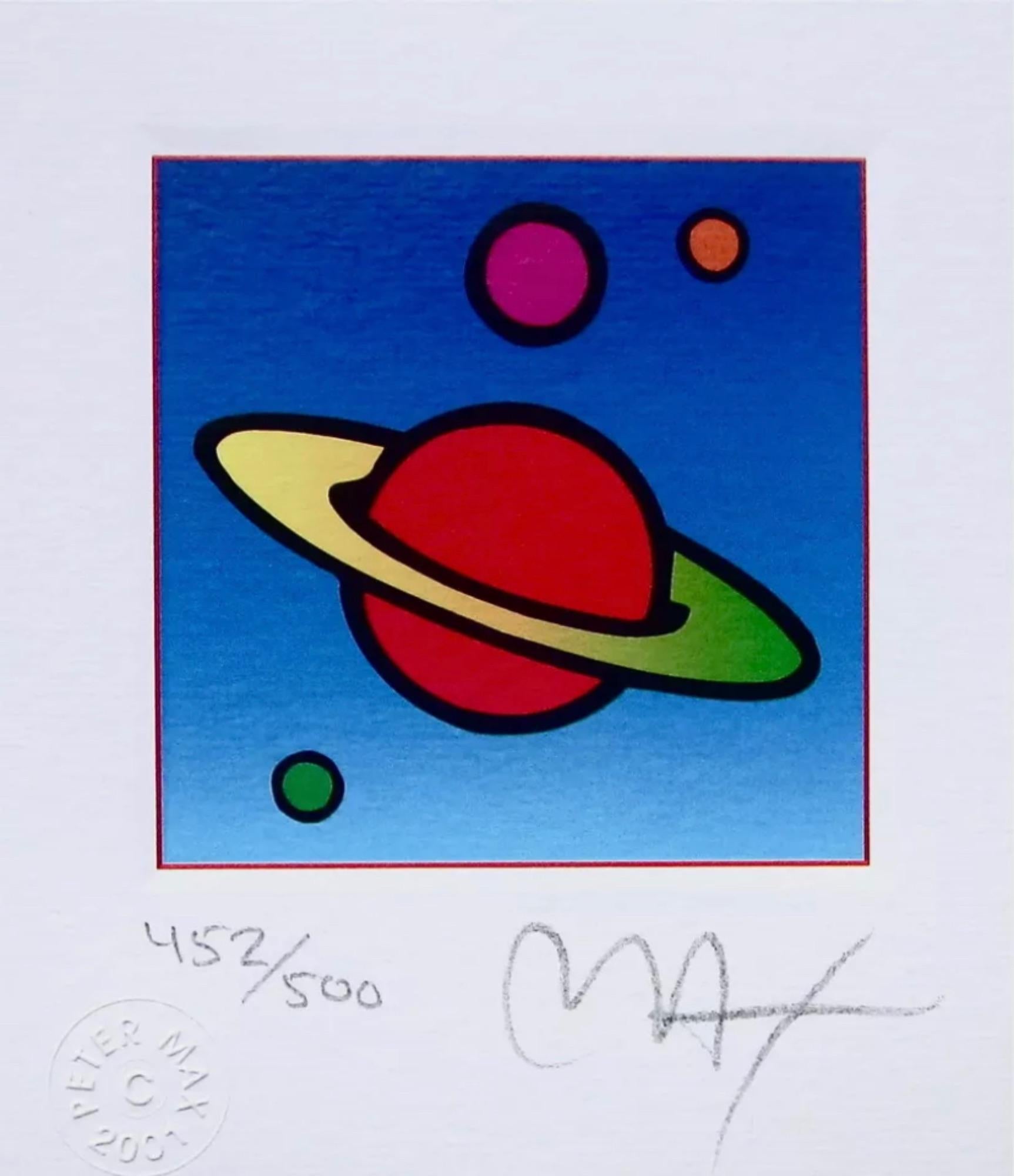 Peter Max Figurative Print - Cosmic Saturn