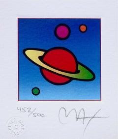 Cosmic Saturn, Limited Edition Lithograph Mini 3.5" x 3" Peter Max SIGNED
