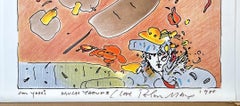 DAYDREAMING Signed Lithograph Modern Portrait, Hippie Art, Floating Shapes
