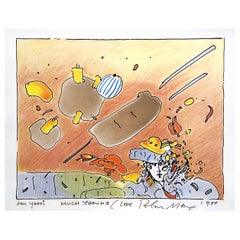 DAYDREAMING, portrait moderne signé, art Hippie, formes flottantes