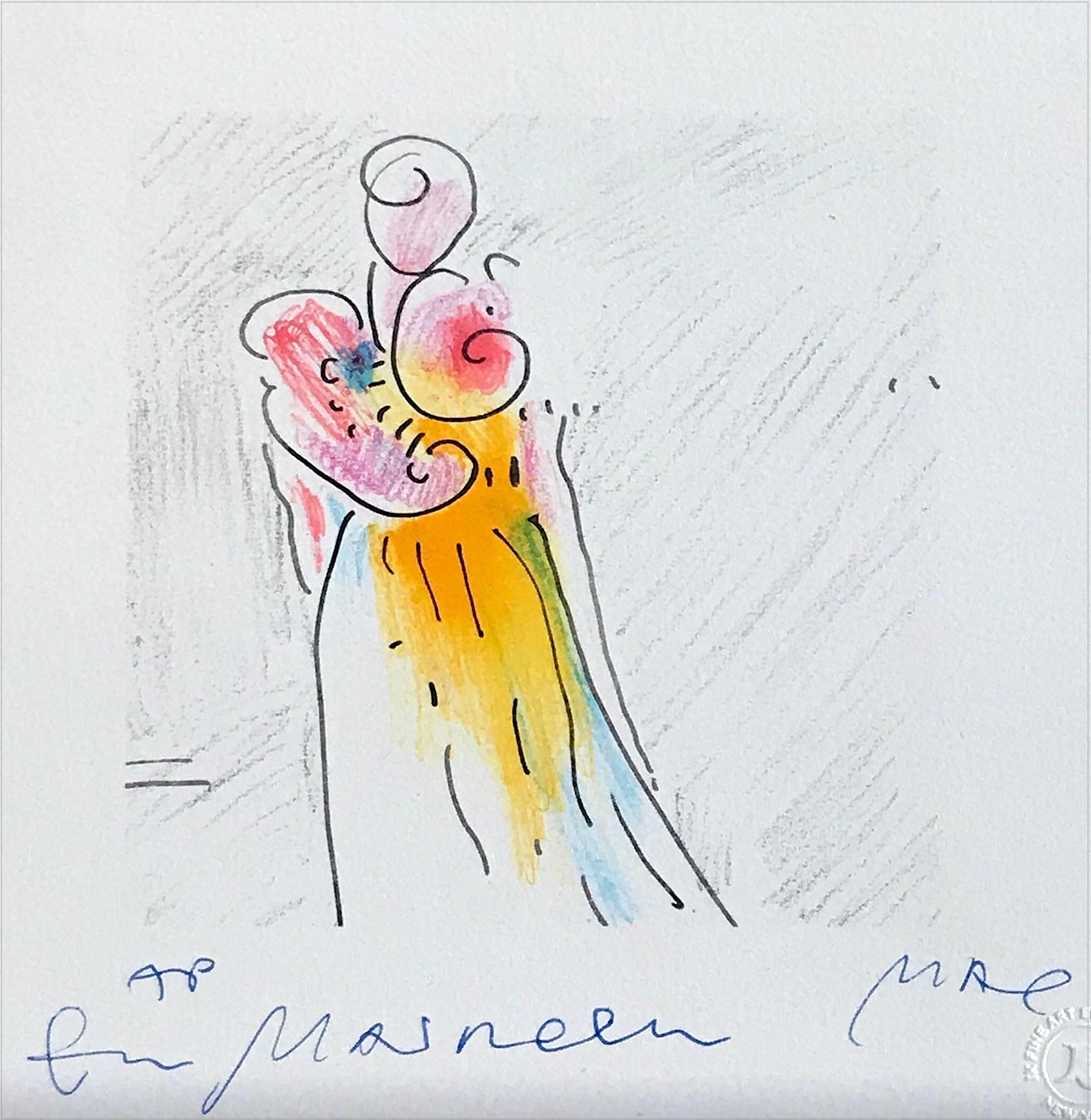 Portrait Print de Peter Max - DRESSED UP Litografía Dibujada a Mano, Dibujo Abstracto de Moda, Pop Art