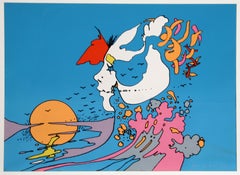 "Face and Sunset", 1972 Serigraph by Peter Max