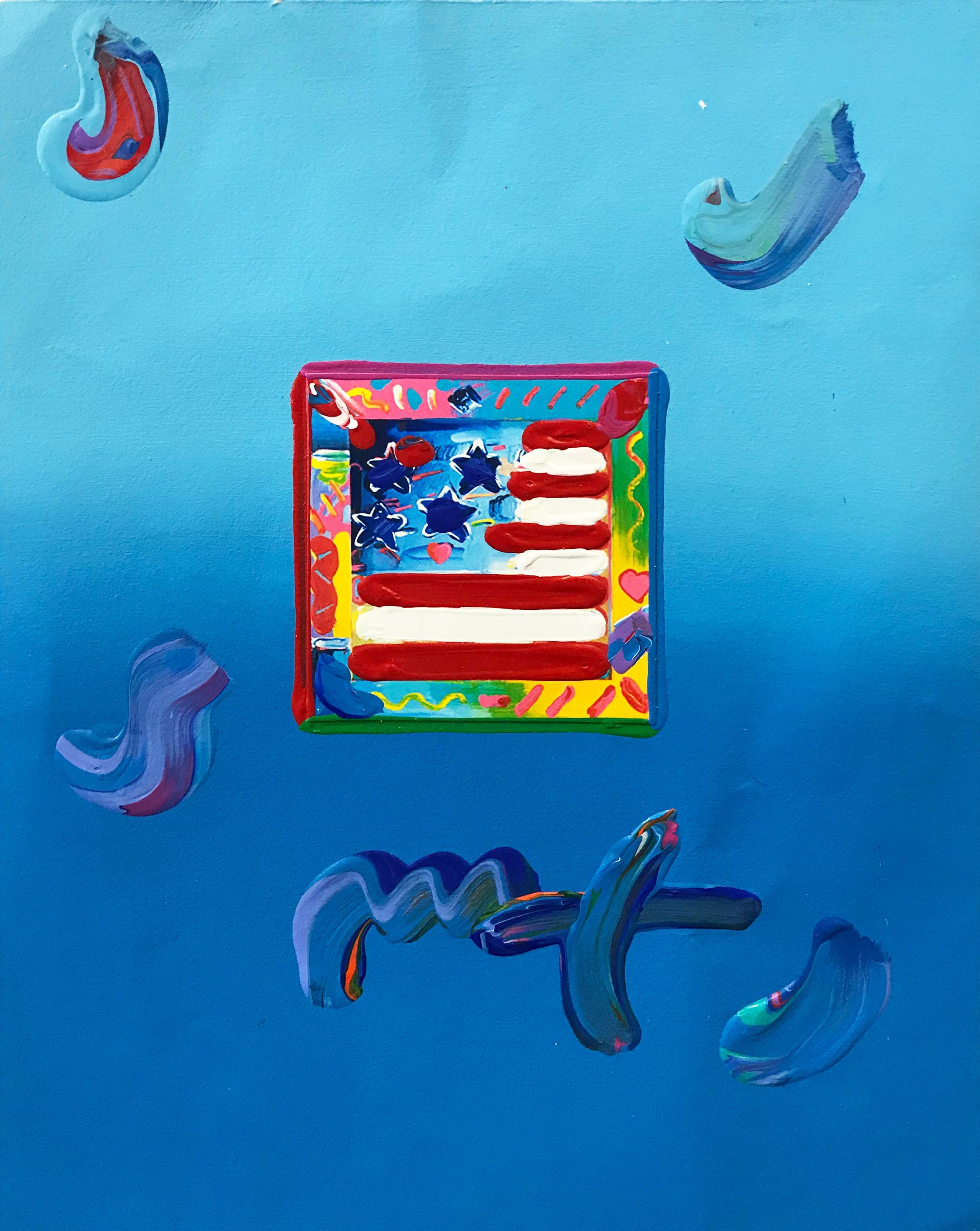 FLAG (OVERPAINT) - Mixed Media Art by Peter Max