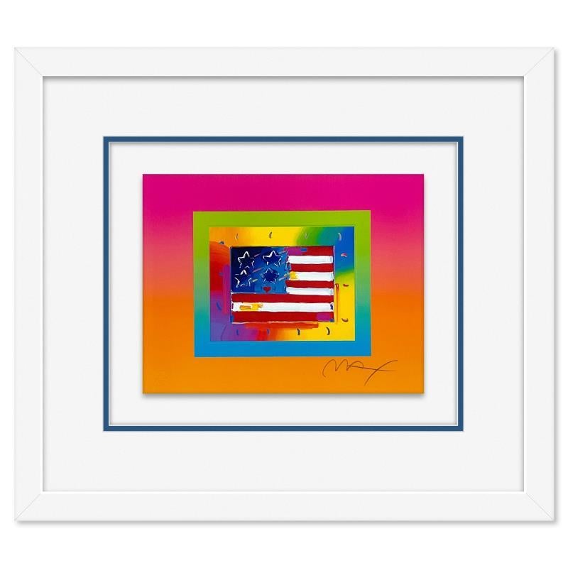 Peter Max Print - "Flag with Heart" Framed Limited Edition Lithograph