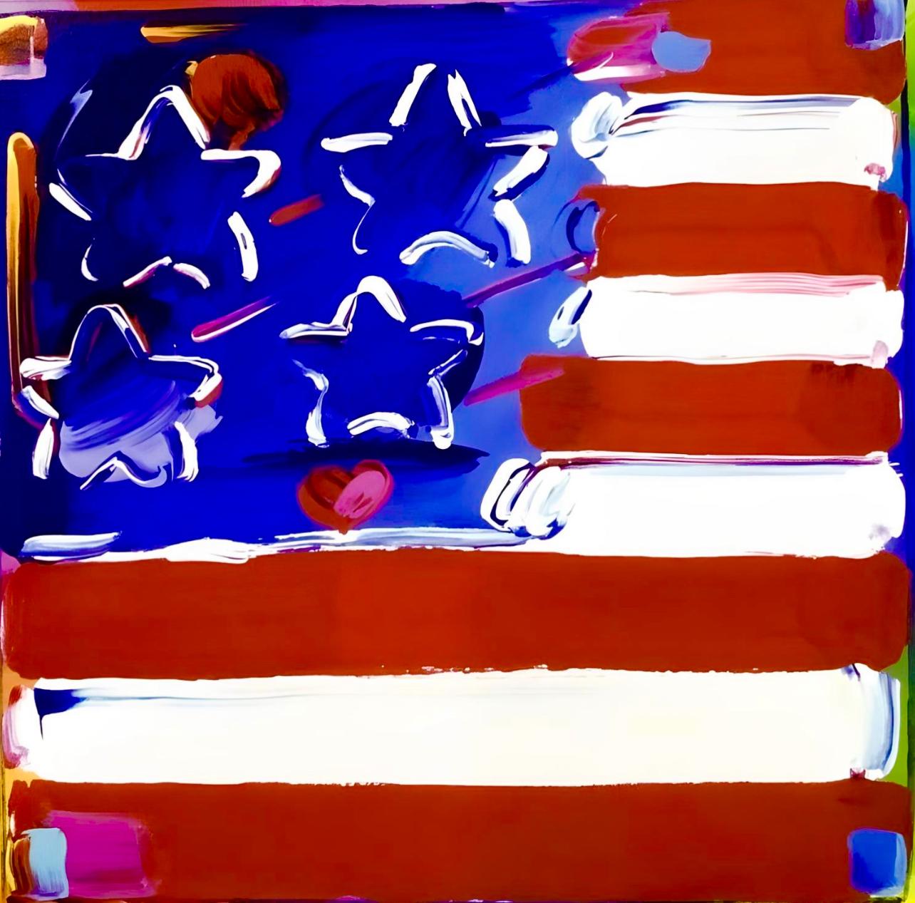 Flag with Heart III, Peter Max For Sale 1